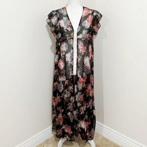 Betsey Johnson Sheer Floral Duster Fairy Whimsigoth Festival Women's Size OSFM